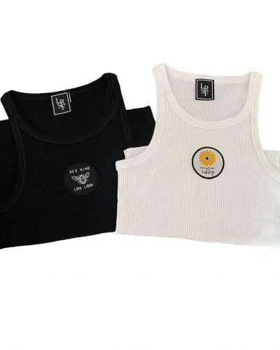 Ribbed Crop Singlet - Black and White Styles